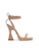 Sandalia Taco Alto Tiras Beige U