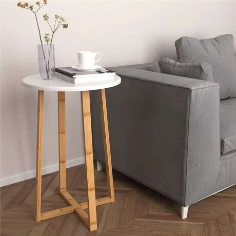 Mesa Redonda 40X40X60 Cm Bamboo Con Blanco