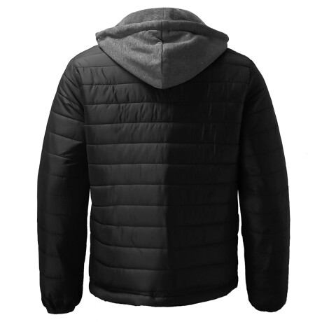 Campera Inflada Uzspace Combinada Con Capucha Hombre Negro
