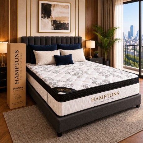 Sommier King HAMPTONS Hybrid Osmium Smart Box Negro
