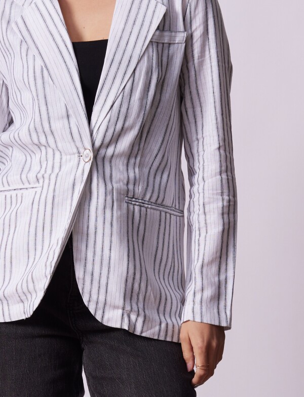 Blazer Lino BLANCO/NEGRO