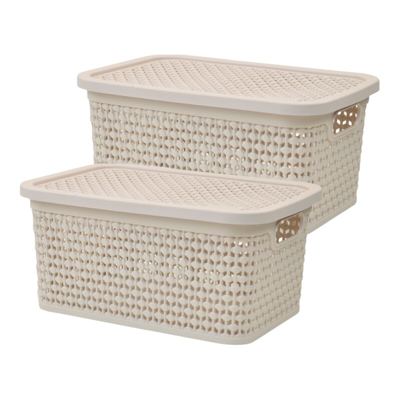 Set x2 Caja simil ratán 2,5 Lts BEIGE