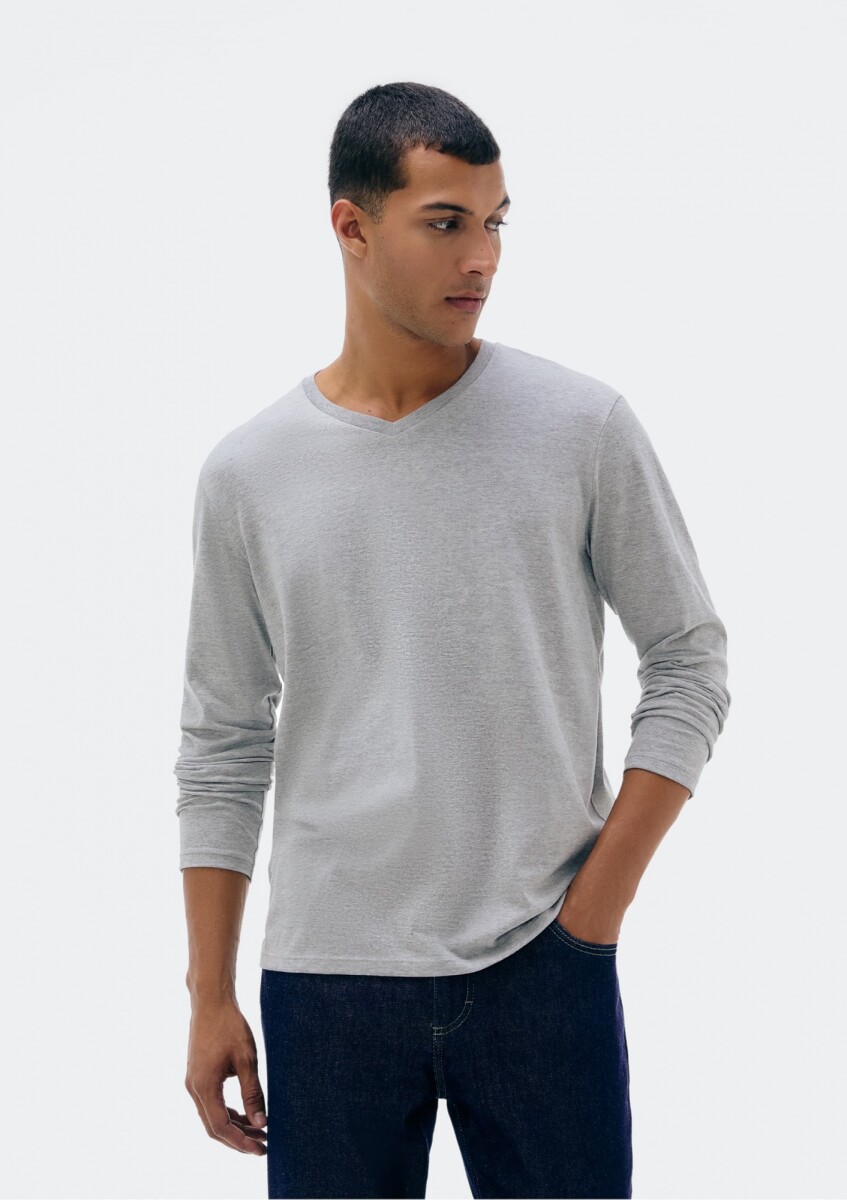 CAMISETA ML MASC - CINZA MESCLA 