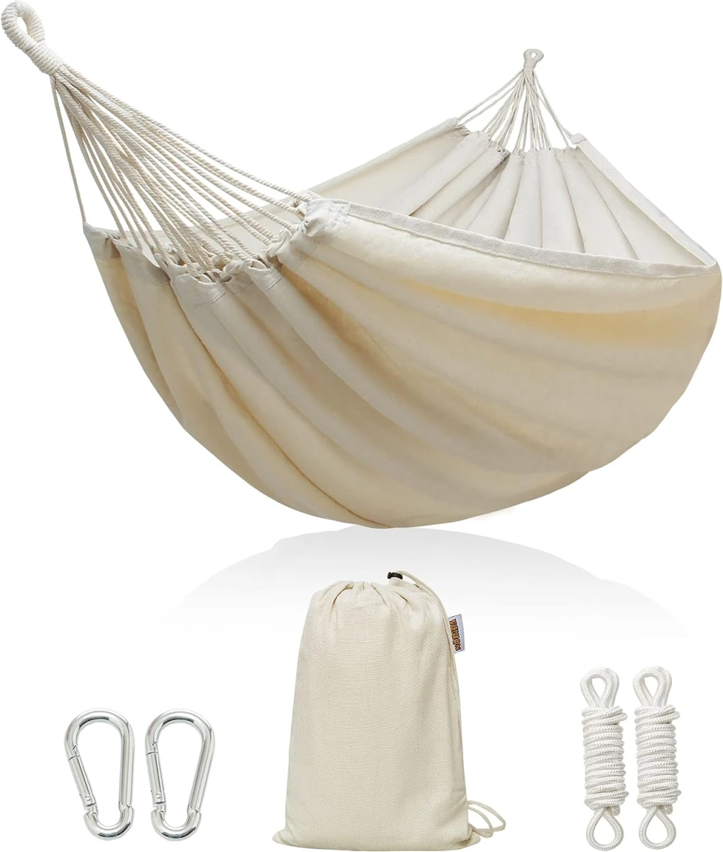 Hamaca Paraguaya 1 Plaza 200 cm X 100 cm - BLANCO-BEIGE 