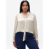 LS VNK TIE NECK TOP STONE