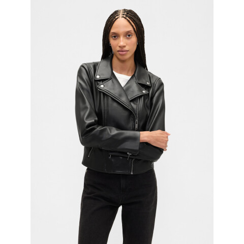 V-FAUX LTHR MOTO JCKT BLACK 1