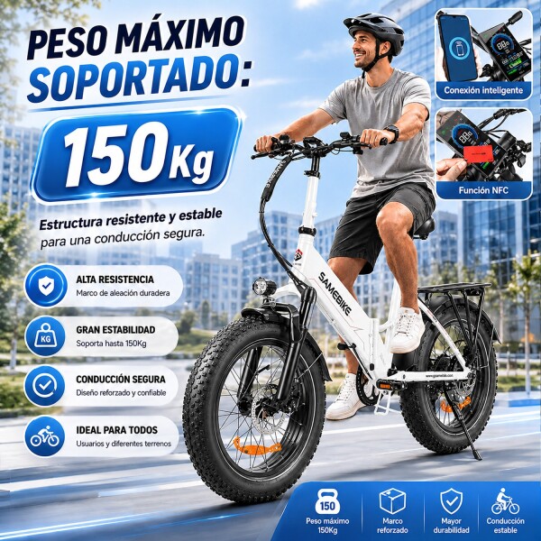 Bicicleta Eléctrica Samebike 20 Plegable 750w BLANCO