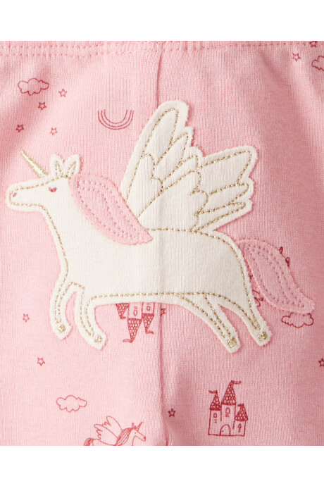 Set tres piezas de algodón, pantalón y dos bodies manga larga, diseño unicornios Sin color