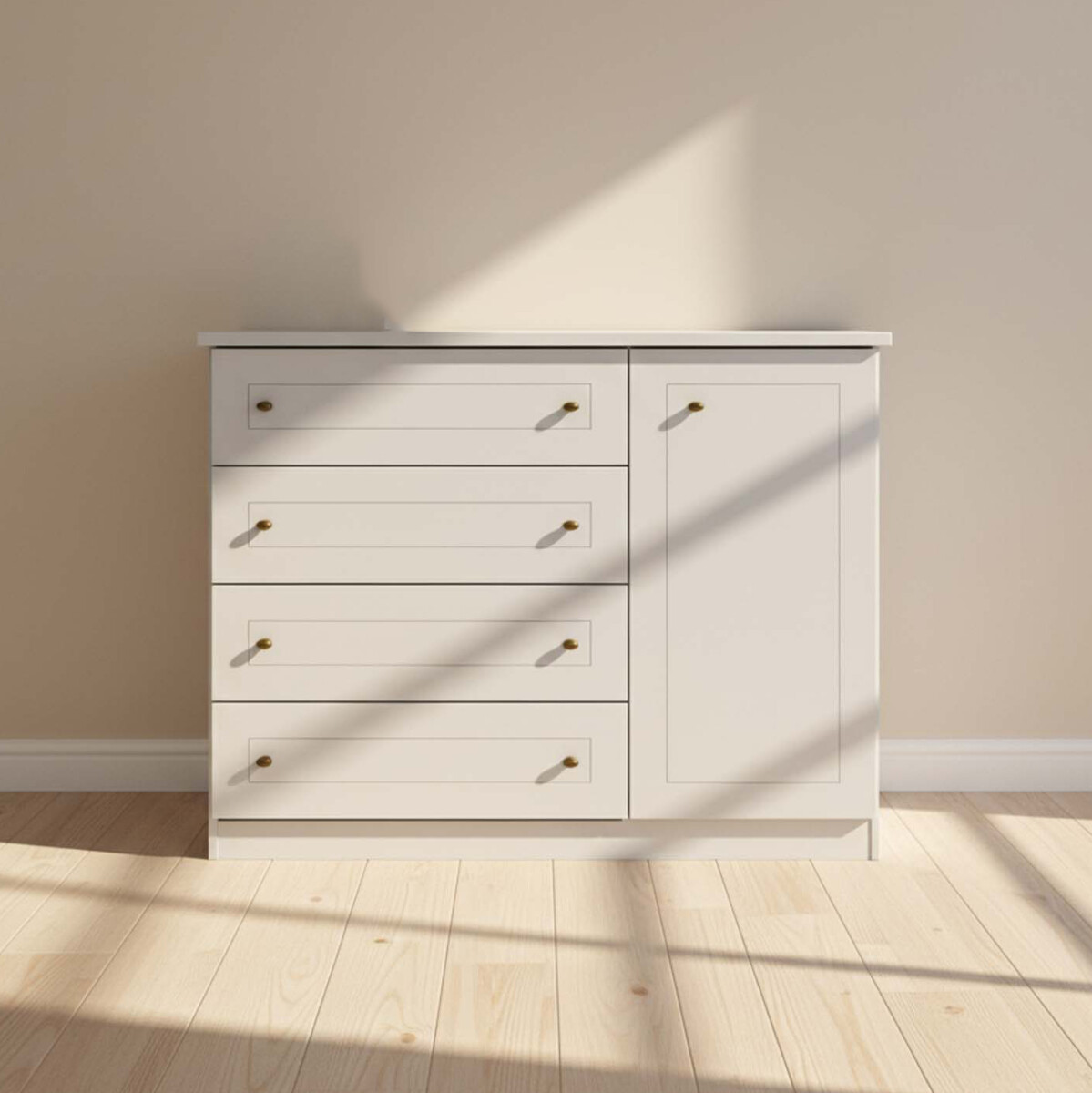 COMODA CAJONERA - MDF-Y-MDP BLANCO AMERICANO 