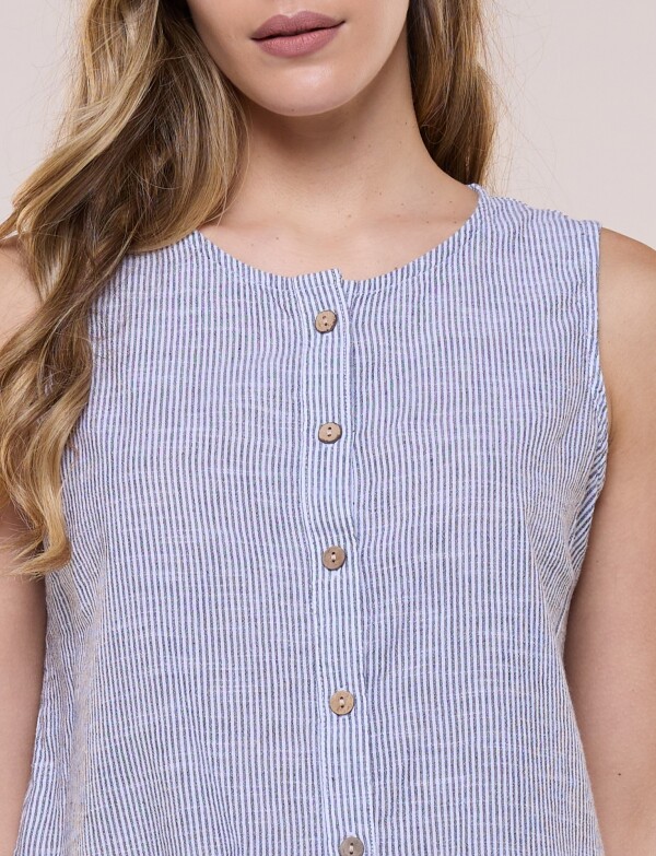 Blusa Algodón Nudo Frontal NEGRO/BLANCO