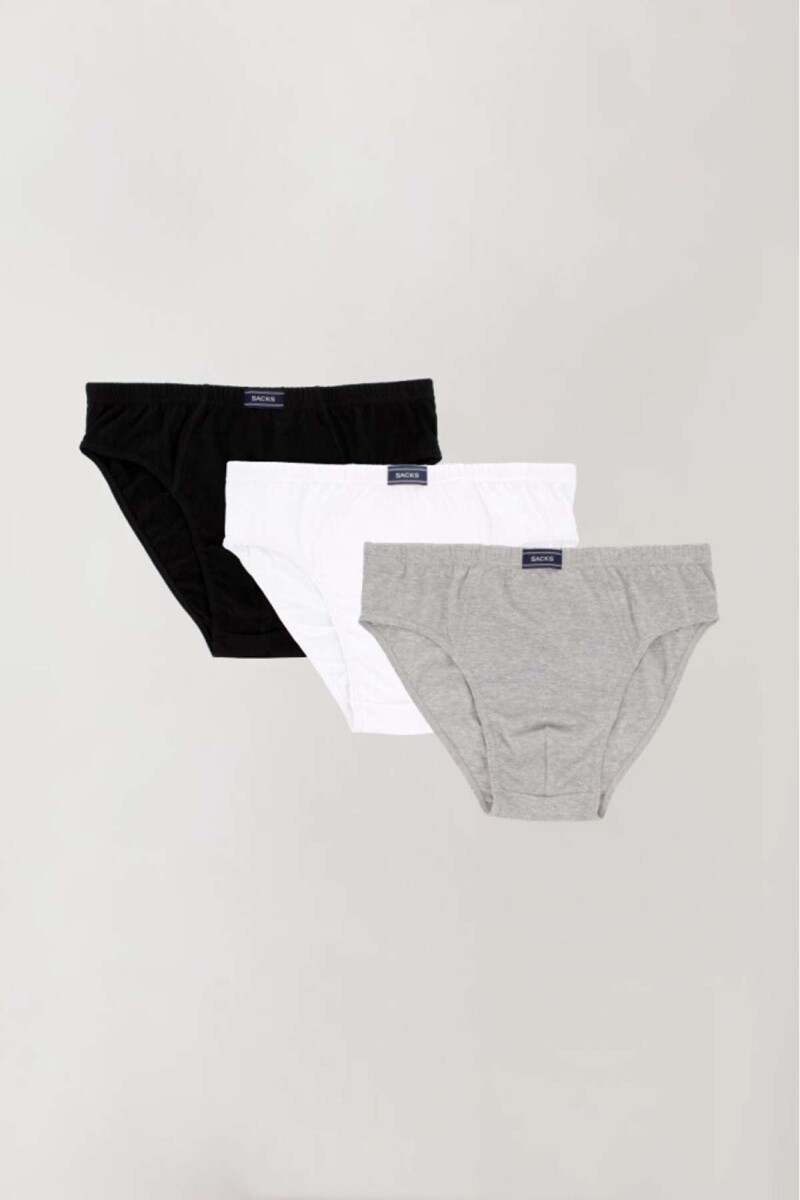 Pack 3 slips algodón - Gris melange 