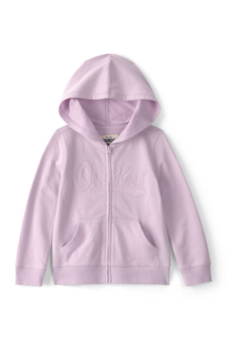 Campera de algodón, lila, con capucha y logo Campera de algodón, lila, con capucha y logo