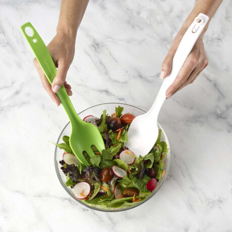 Pinzas Para Ensalada 2 En 1 Verde Y Blanco