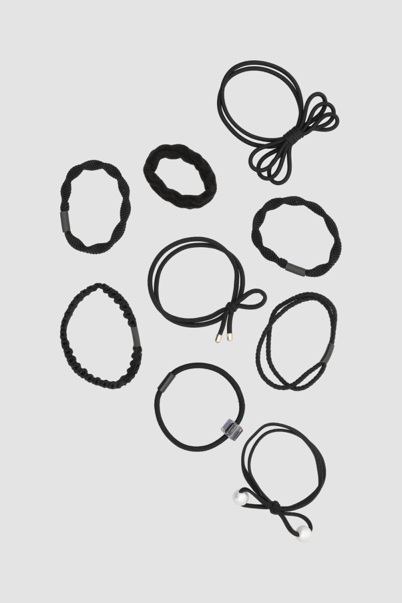Set de 9 colitas de pelo shapes Negro