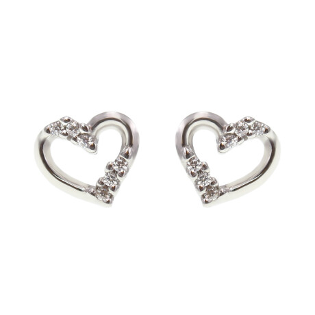 Caravanas Corazones en oro blanco 18k con circonias Caravanas Corazones en oro blanco 18k con circonias