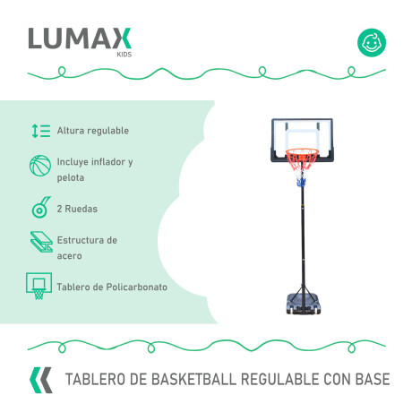 Tablero Basket Aro 2.55m C/ Base Portátil + Pelota Lumax Tablero Basket Aro 2.55m C/ Base Portátil + Pelota Lumax