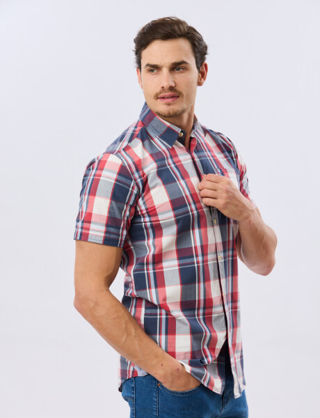 CAMISA MANGA CORTA CUADROS Rojo