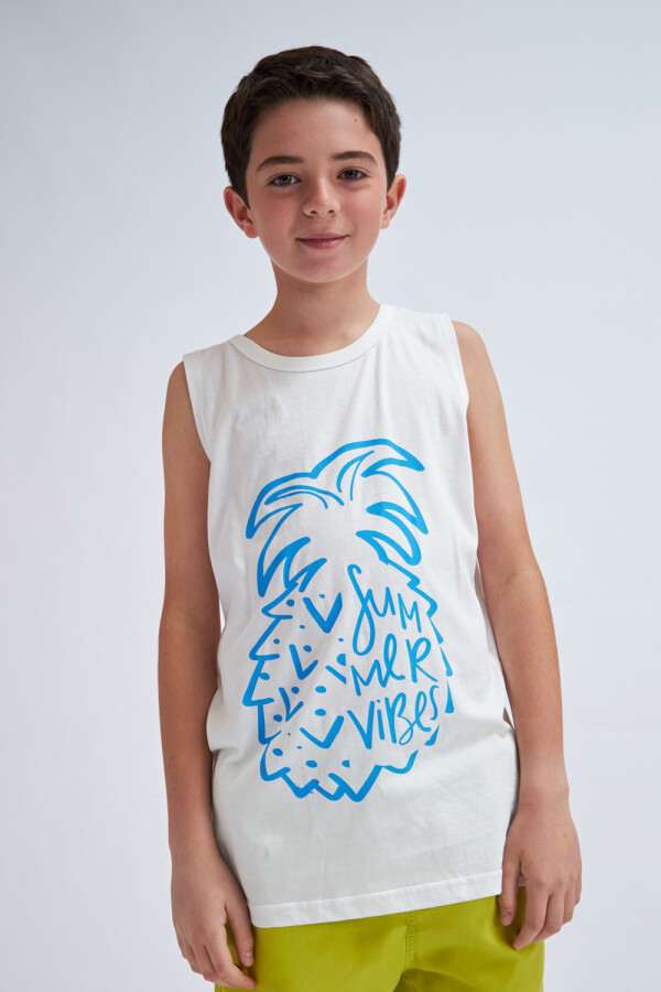 Camiseta sin mangas surfing - Summer- Blanco