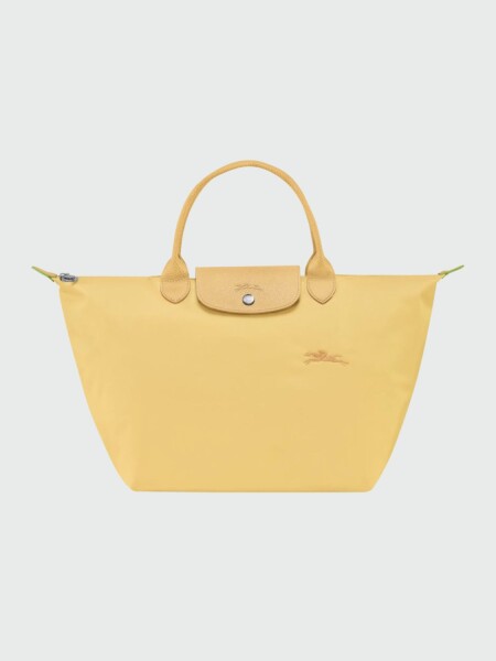 Longchamp -Cartera Longchamp plegable de nylon con cierre y asa corta, Le pliage green M Amarillo Pastel