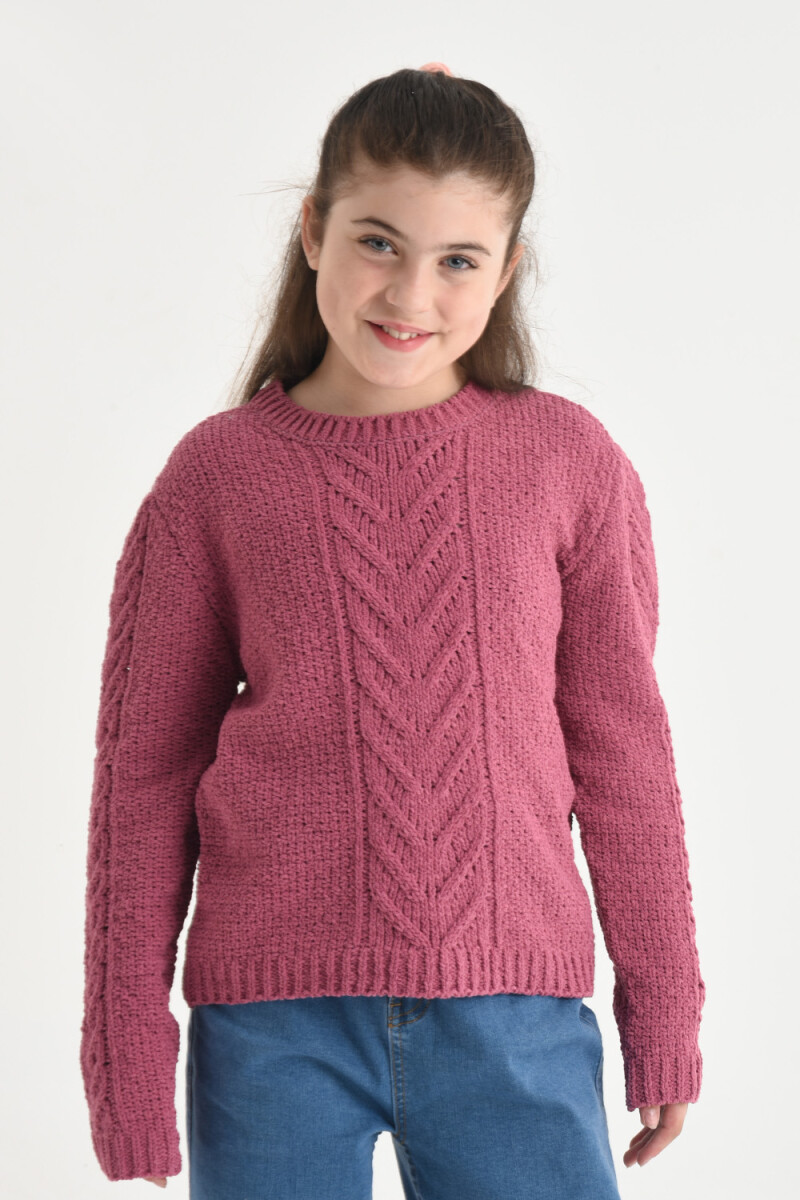 Sweater de punto con textura - Uva 