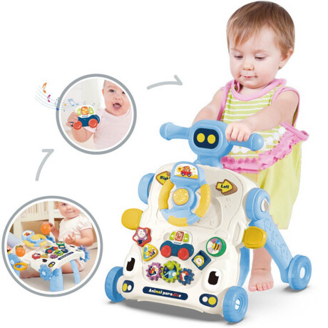 Andador Caminador Bebé Musical Buggy con Guía 6 En1 Celeste