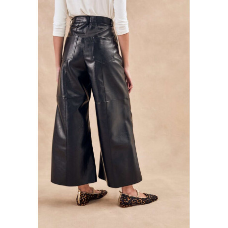 Pantalon Extra Wide Cuero Vegano Negro