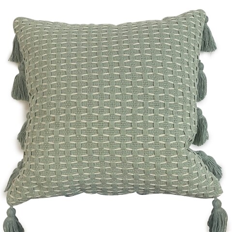 ALMOHADON TEJIDO C/BORLAS 45x45CM CELESTE ALMOHADON TEJIDO C/BORLAS 45x45CM CELESTE