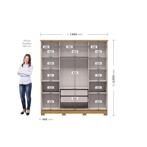 Ropero Armario 4 Puertas 2 Cajones 1 Perchero y Estantería - Marruecos / Blanco Off White Ropero Armario 4 Puertas 2 Cajones 1 Perchero y Estantería - Marruecos / Blanco Off White