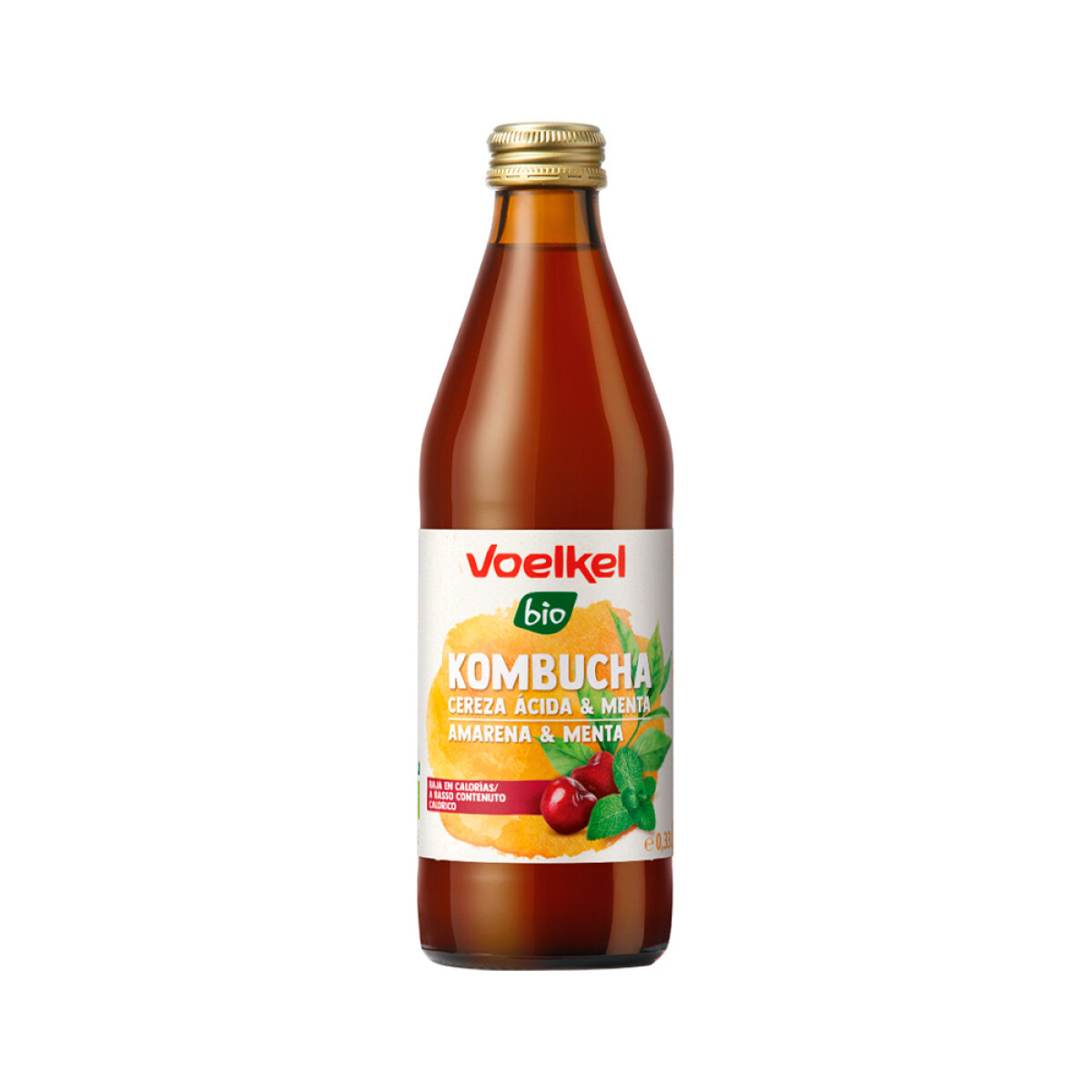 Kombucha Voelkel cereza y menta 330cc 