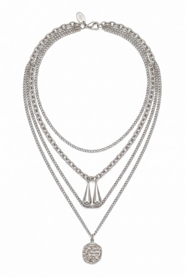 Collar de acero boho plateado