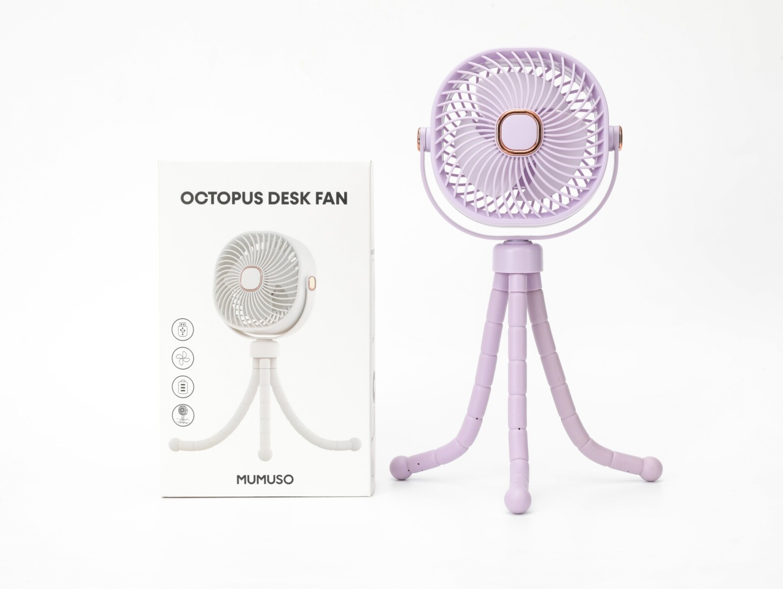 VENTILADOR DE ESCRITORIO OCTOPUS (CARGA USB/PÚRPURA) 
