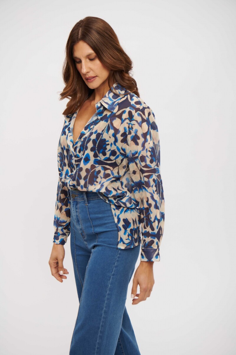 CAMISA BELI AZUL Y BEIGE