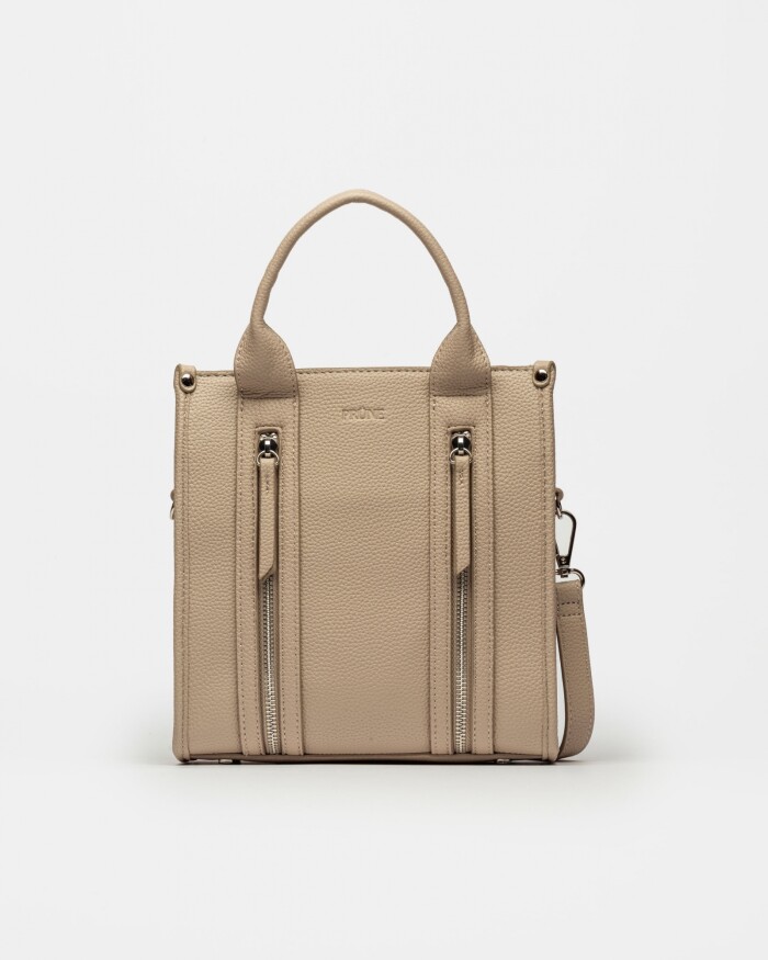 Cartera de Mano Oak en Efecto Cuero Liso Natural