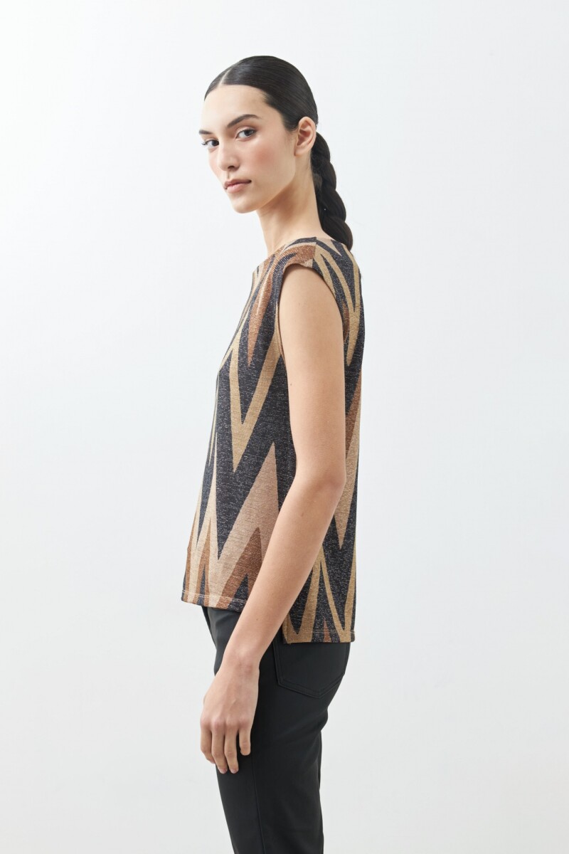 Blusa zig-zag tostado