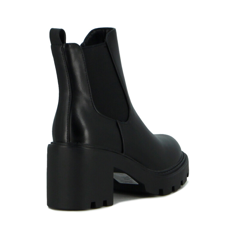 Darkness Bota De Dama Caña Baja Taco Cuadrado C/ Elast - Negro Negro