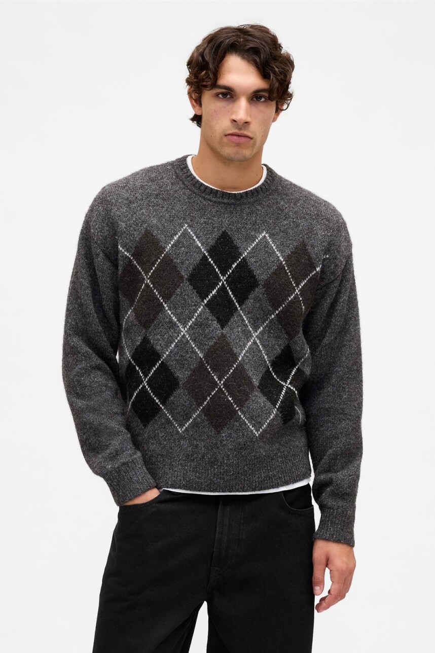 Buzo Brushed Hombre Winter Argyle Lagoon