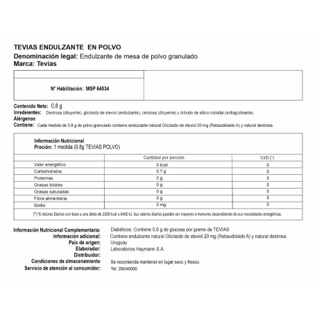 Edulcorante Tevias en Polvo Pote 120GR 001
