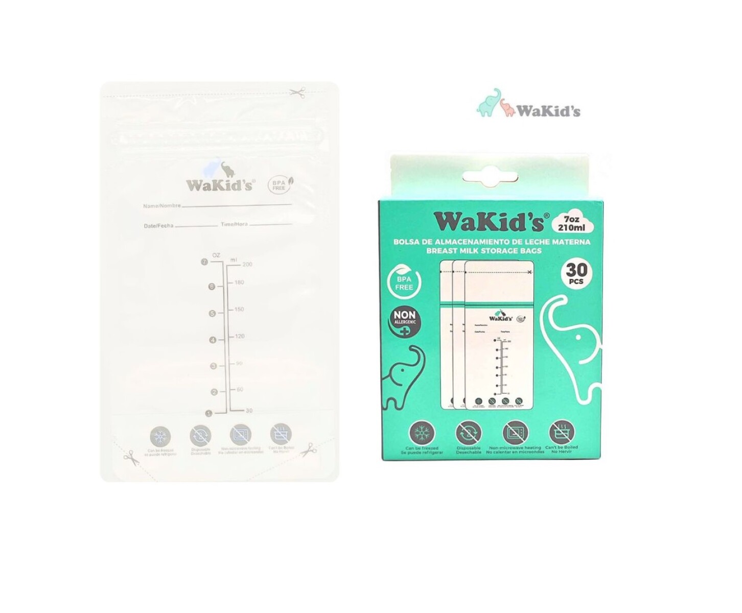 Bolsas almacenamiento leche Wakids 210ml (30pz) 