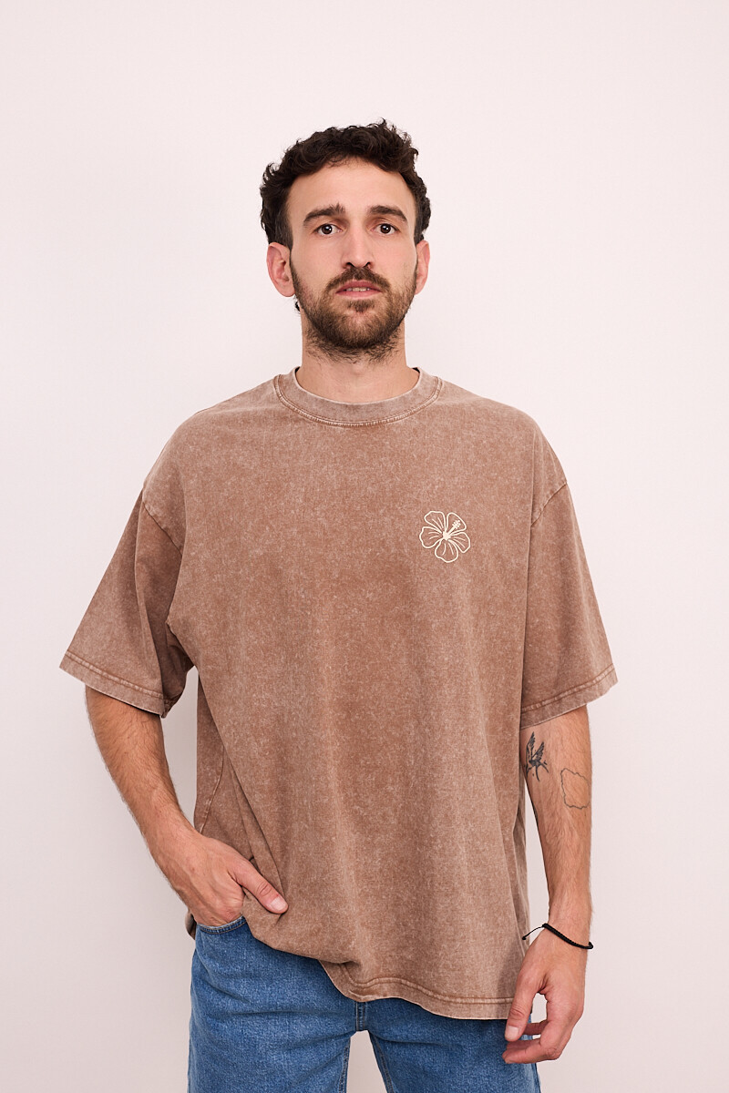 Camiseta Oversize Hibisco Brixton Tostado