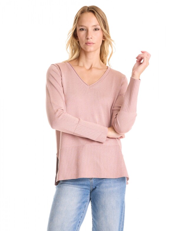 Buzo Esc V Lurex ROSA