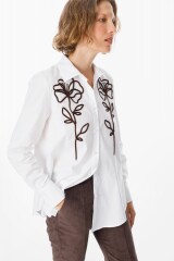 Camisa Petaline Blanco/Chocolate