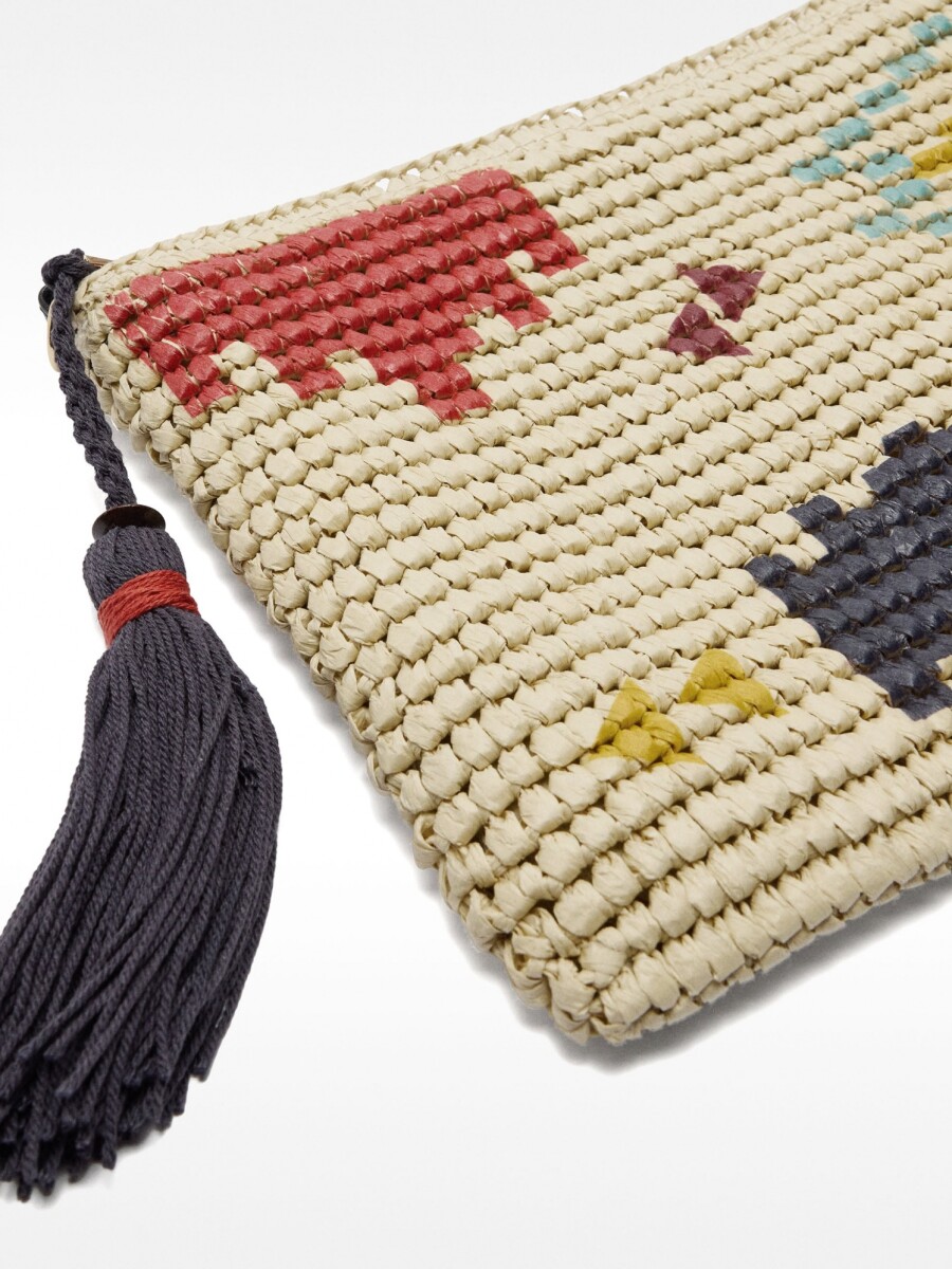 Bolso De Mano De Efecto Rafia Con Estampado Étnico natural
