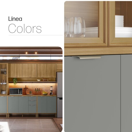 JUEGO DE COCINA 6 MODULOS Y MESADA MDF LINEA COLORS FREIJO Y VERDE