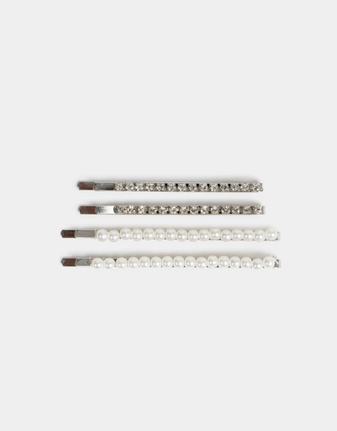 Horquillas Set Con perlas Set De Horquillas - Plateado
