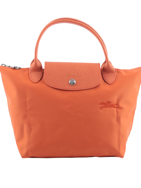 Longchamp -Cartera Longchamp plegable de nylon con cierre y asa corta, Le pliage green S Naranja