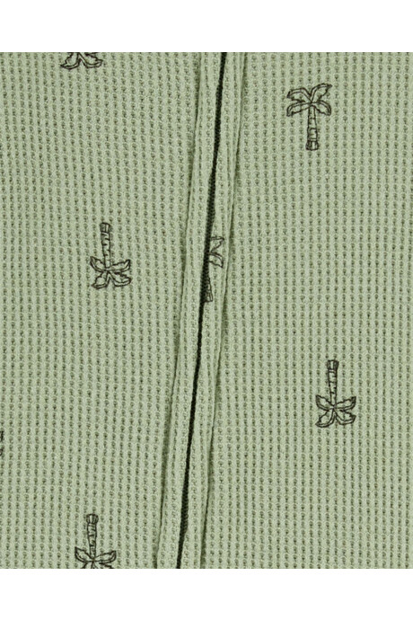 Pijama una pieza de algodón térmico, con pie, diseño palmeras. Talles 12-24M Sin color