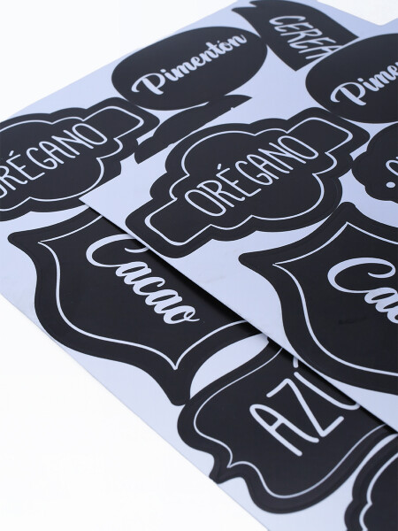 STICKERS PARA FRASCOS COCINA PACK X2 NEGRO
