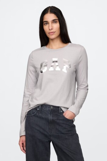 Remera Logo Gap Manga Larga Mujer Fog