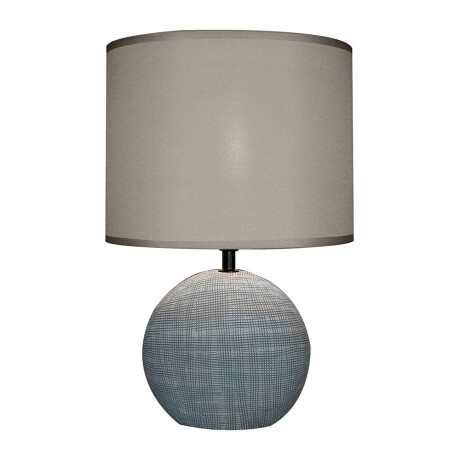 Lámpara de Mesa Oval con Base de Porcelana Pantalla de Tela Gris