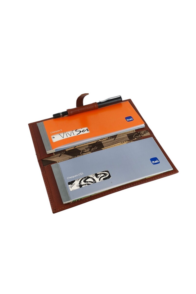 porta chequera doble Marrón